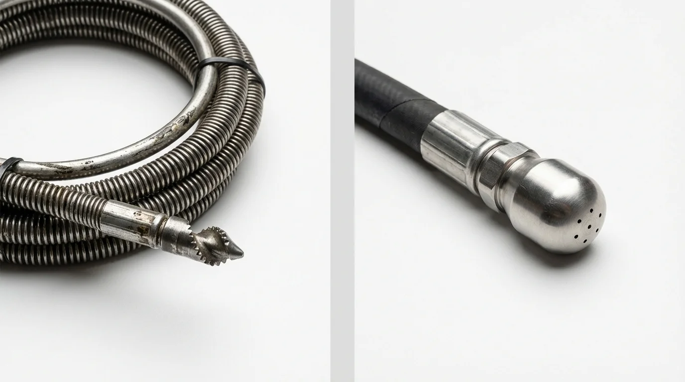 Drain snake cable and hydro jetting nozzle used for drain cleaning in Green Valley, AZ