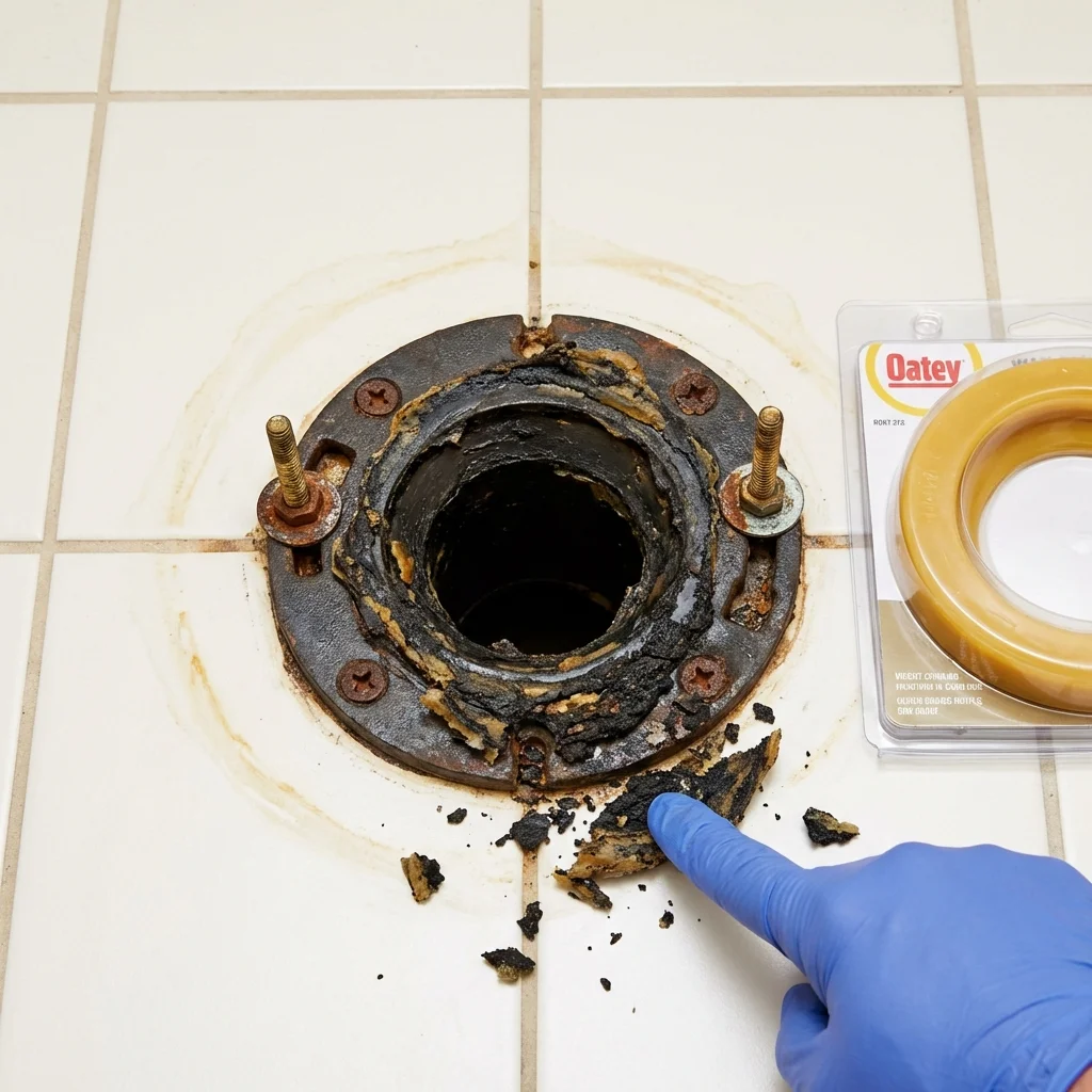 Failed wax ring showing water seepage at the base of a toilet in a Green Valley, AZ home